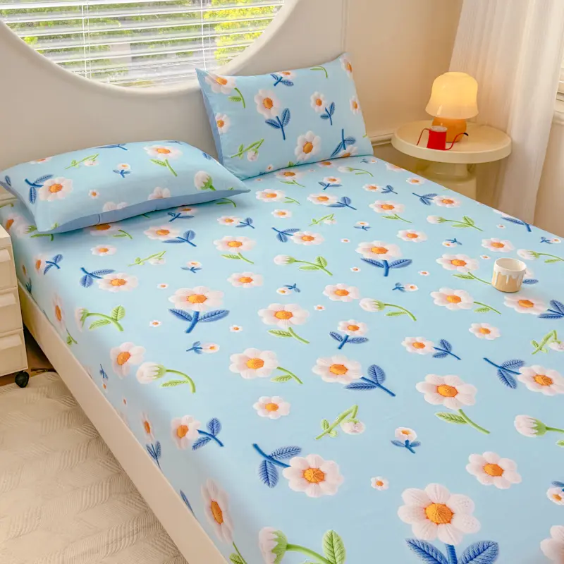 Soft Bed Cover Single/Queen/King Size Bedsheet Elastic Fitted Sheet Girls Boys BedRoom Bed Linen sabanas (Pillowcase Need Order)
