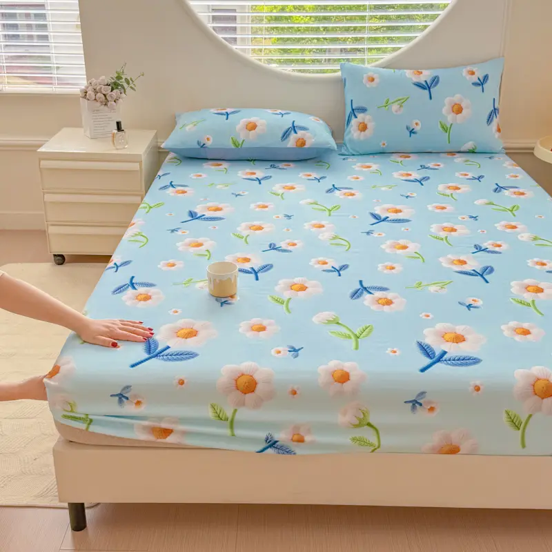 Soft Bed Cover Single/Queen/King Size Bedsheet Elastic Fitted Sheet Girls Boys BedRoom Bed Linen sabanas (Pillowcase Need Order)
