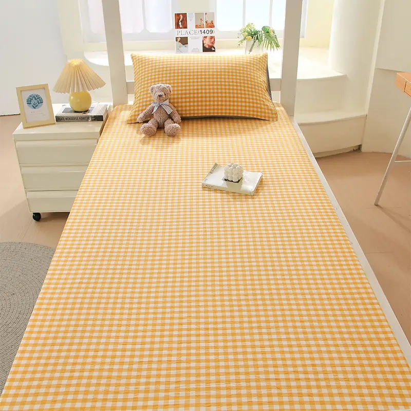 Skin-friendly Fitted Sheet 100% Cotton Bedsheet Non-slip Bed Cover Single/Queen/King Size Bed Linen 침대 시트(Pillowcase Need Order)