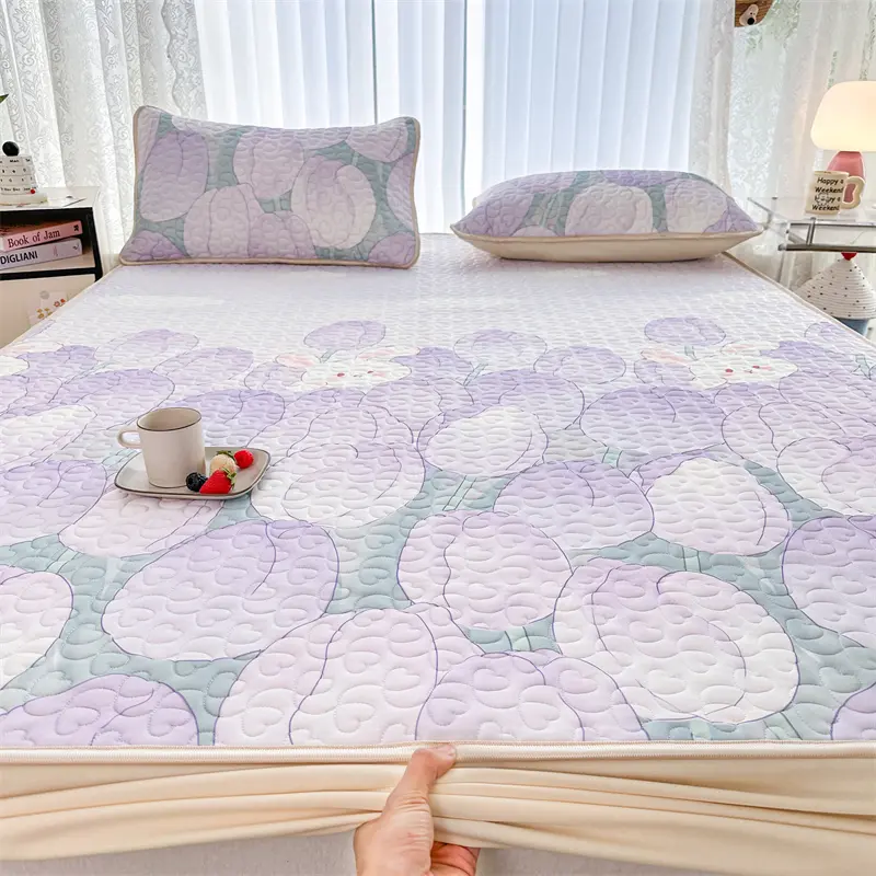 Cool Bedspread Elastic Bed Cover Floral Style Mattress Protector cubre colchón Quilted Bed Linen (Pillowcase Need Order)