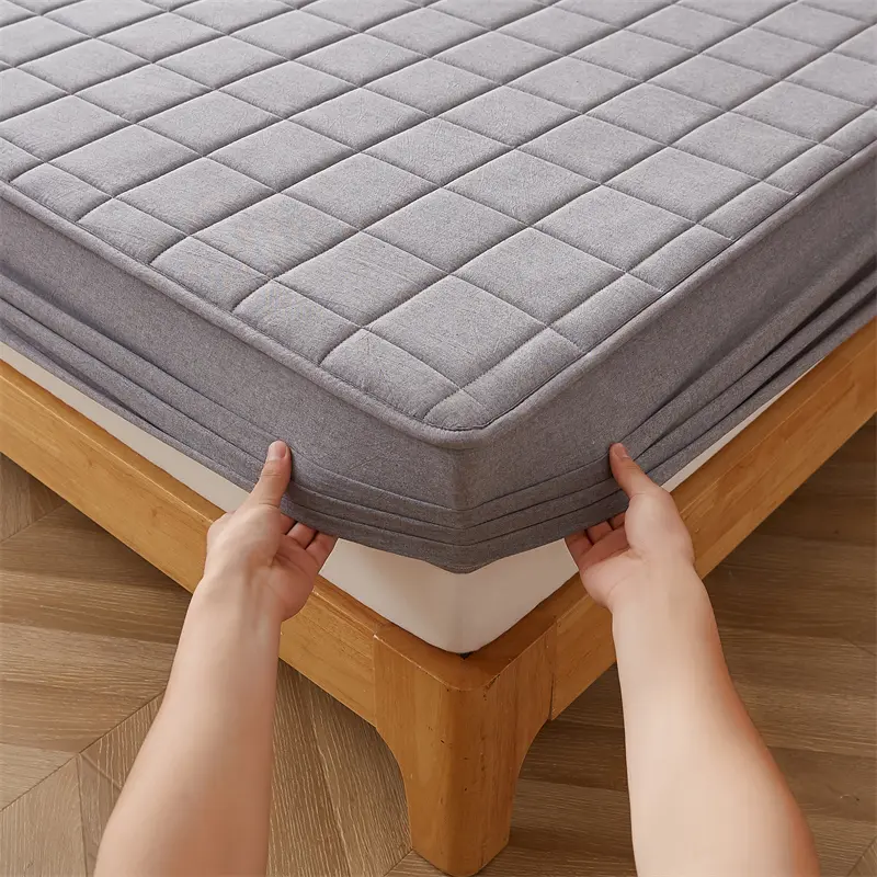 Skin-friendly Mattress Cover Pure Cotton Bedspread Solid Color Bed Covers Quilted Bed Linen fundas de colchón (No Pillowcase)
