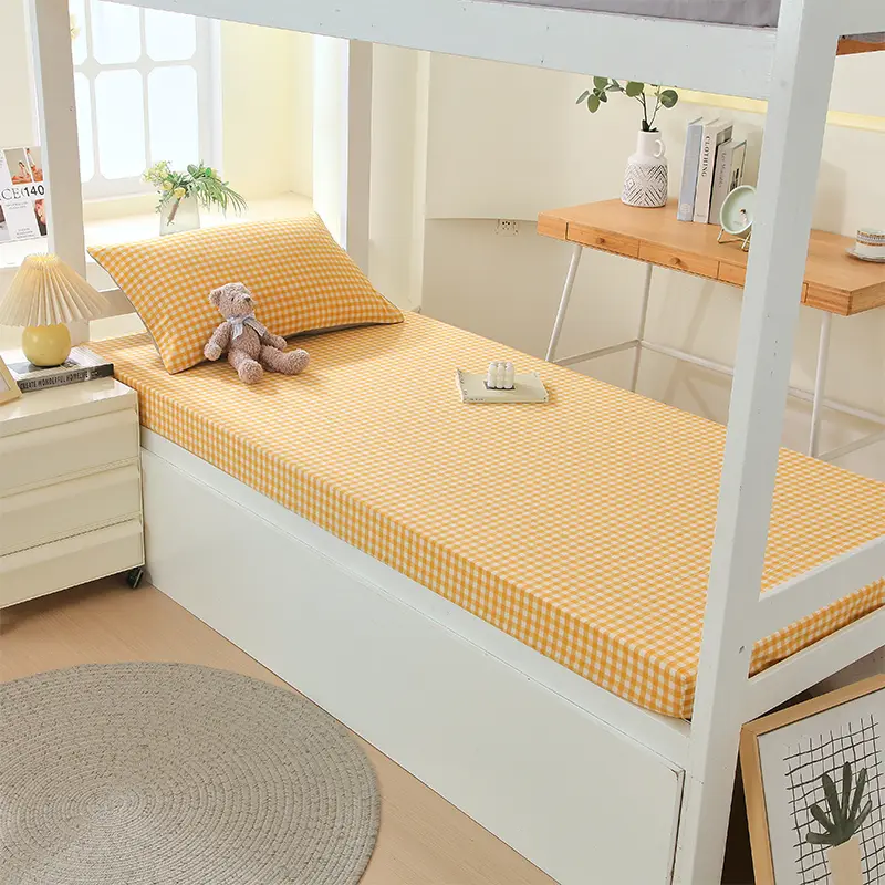 Skin-friendly Fitted Sheet 100% Cotton Bedsheet Non-slip Bed Cover Single/Queen/King Size Bed Linen 침대 시트(Pillowcase Need Order)