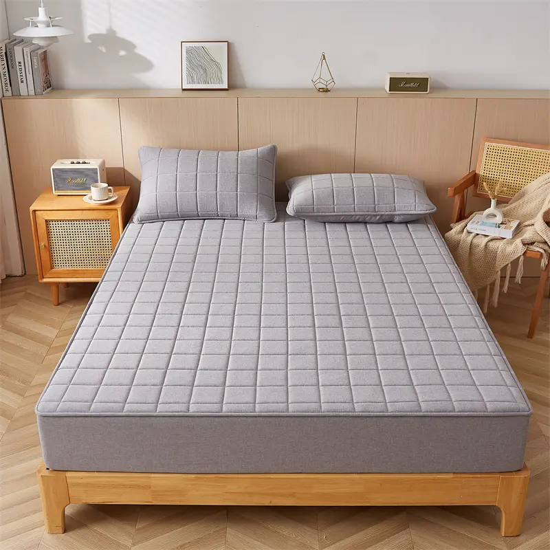 Skin-friendly Mattress Cover Pure Cotton Bedspread Solid Color Bed Covers Quilted Bed Linen fundas de colchón (No Pillowcase)
