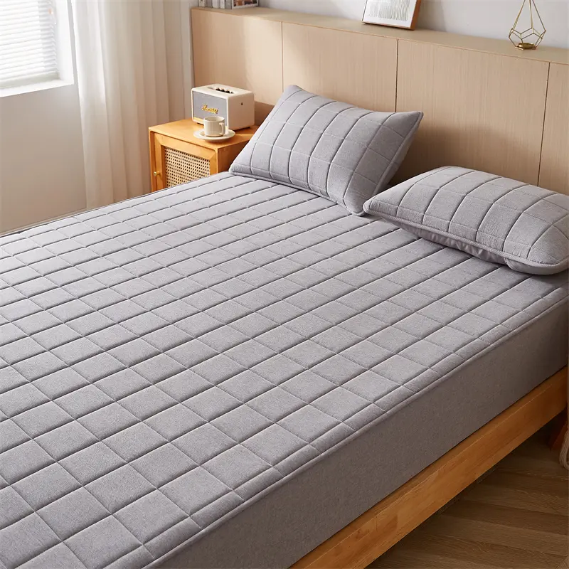 Skin-friendly Mattress Cover Pure Cotton Bedspread Solid Color Bed Covers Quilted Bed Linen fundas de colchón (No Pillowcase)