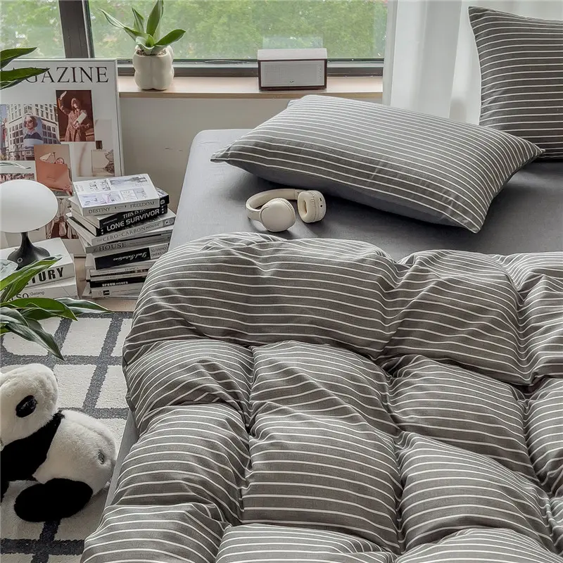 Stripe Style Quilt Cover Adults Kids Bedding Blanket Cover Pure Cotton Comforter Cover Soft Duvet Covers (Pillowcase Need Order)