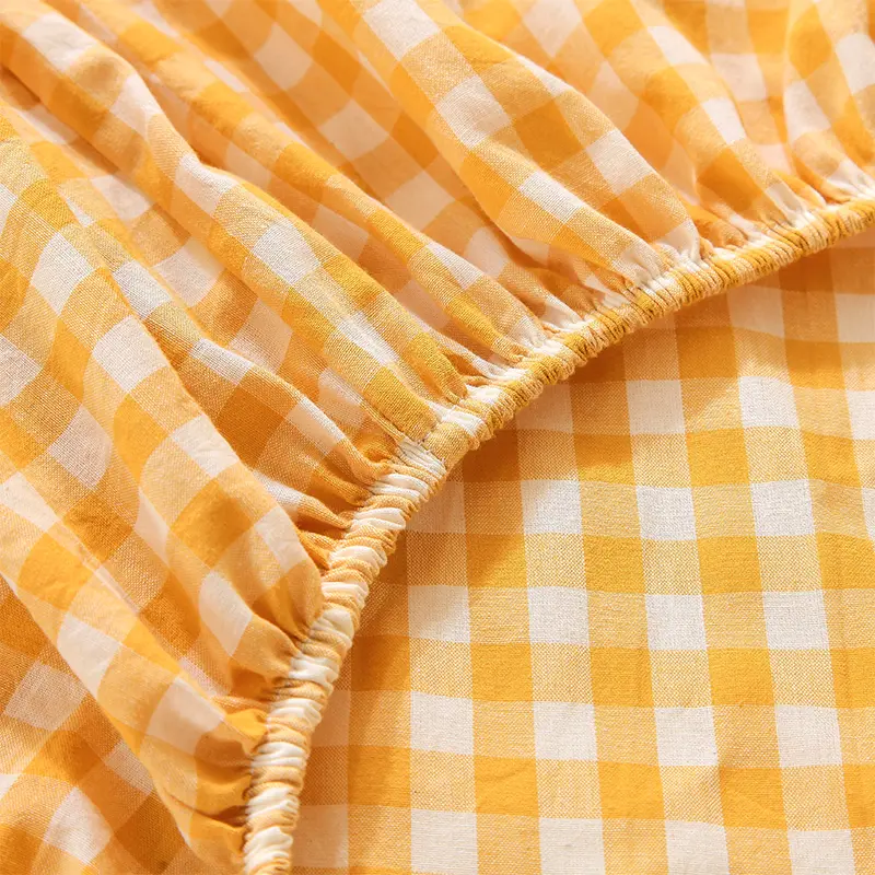 Skin-friendly Fitted Sheet 100% Cotton Bedsheet Non-slip Bed Cover Single/Queen/King Size Bed Linen 침대 시트(Pillowcase Need Order)