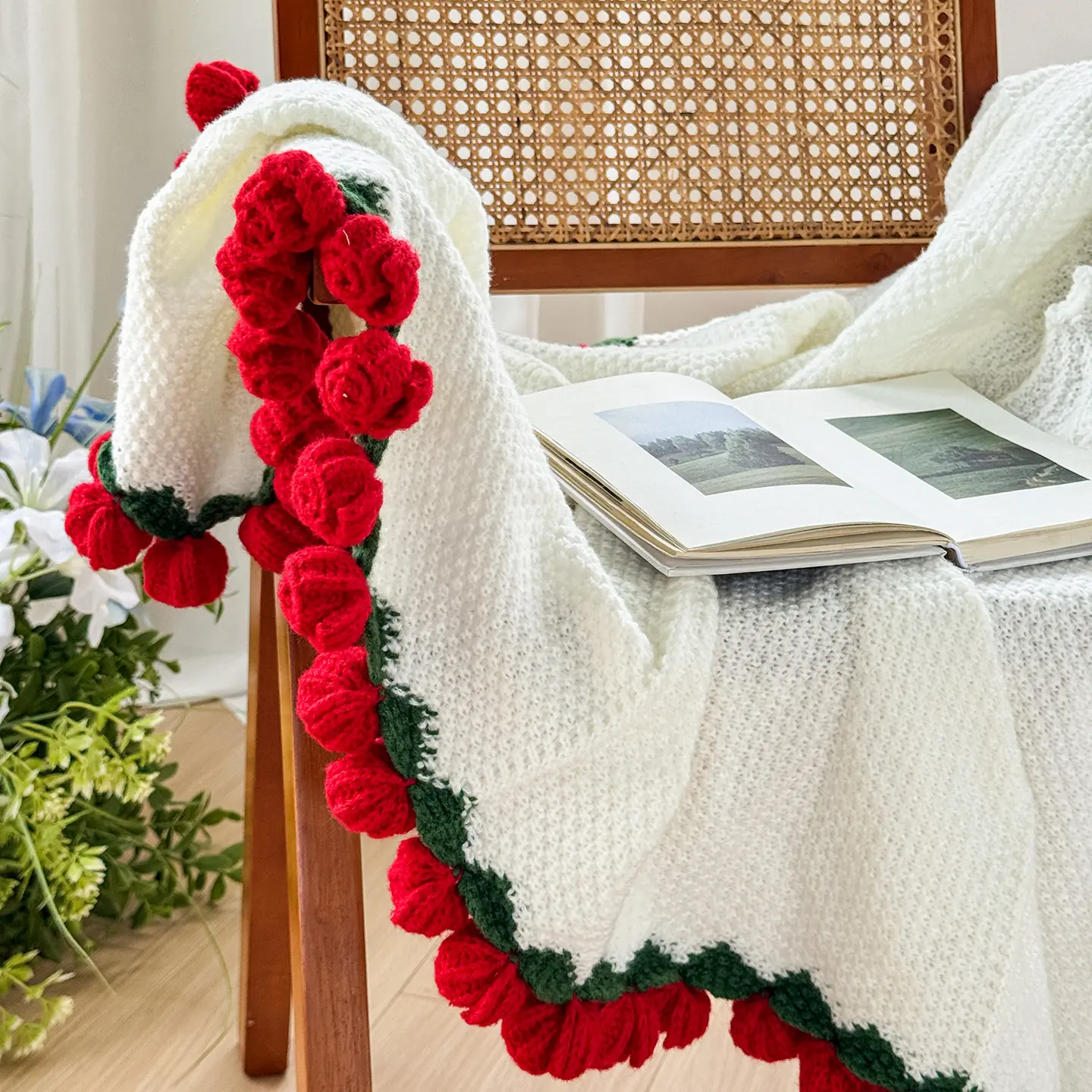 1pc Skin-friendly Blanket Flower Sofa Towel Travel Shawl Round Blankets Festive Gift Diameter 60/80/110/160cm Blanket manta