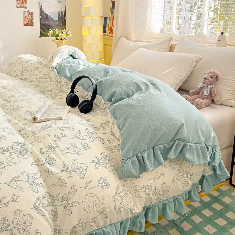 Soft Quilt Cover Printed Comforter Cover Floral Bedding Girls Room Duvet Cover 150x200cm funda nordica Queen Size Quilt Cover
