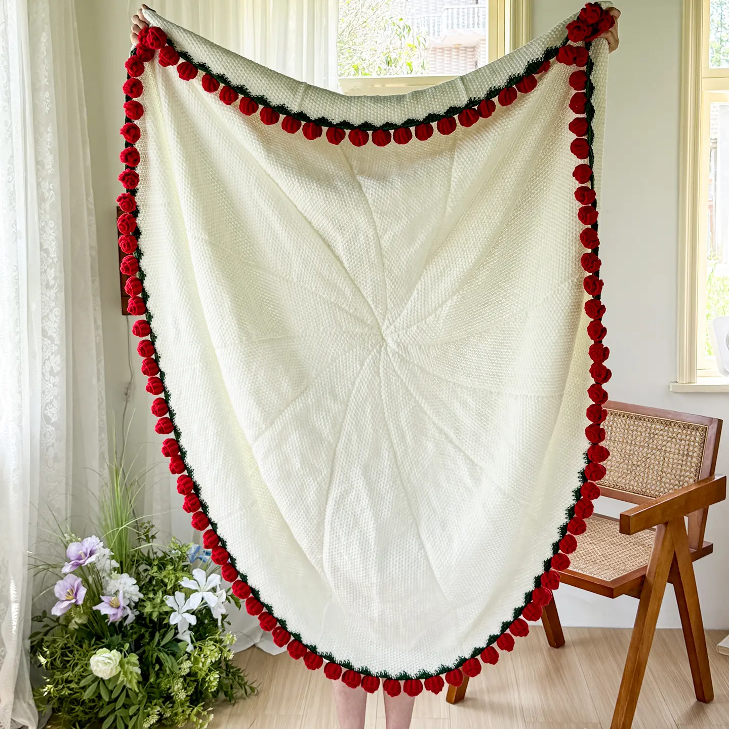 1pc Skin-friendly Blanket Flower Sofa Towel Travel Shawl Round Blankets Festive Gift Diameter 60/80/110/160cm Blanket manta
