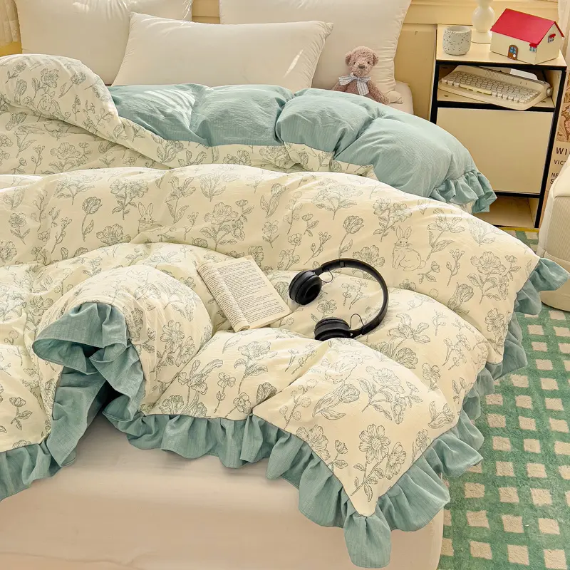 Soft Quilt Cover Printed Comforter Cover Floral Bedding Girls Room Duvet Cover 150x200cm funda nordica Queen Size Quilt Cover