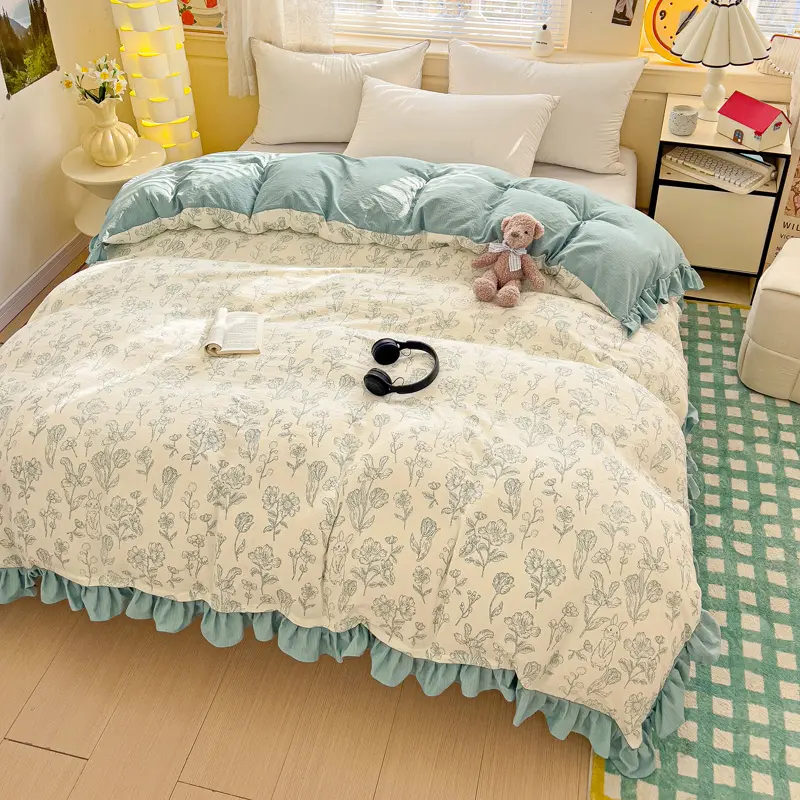 Soft Quilt Cover Printed Comforter Cover Floral Bedding Girls Room Duvet Cover 150x200cm funda nordica Queen Size Quilt Cover