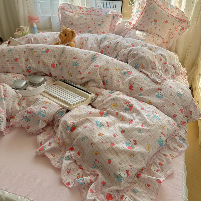 Cute Print Bedsheet Set Girls Room Bedding Set Single/Double/Queen/King Size Bed Linen Set Soft Bedclothes sábanas para cama