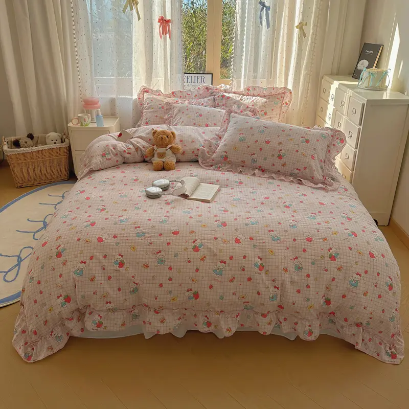 Cute Print Bedsheet Set Girls Room Bedding Set Single/Double/Queen/King Size Bed Linen Set Soft Bedclothes sábanas para cama