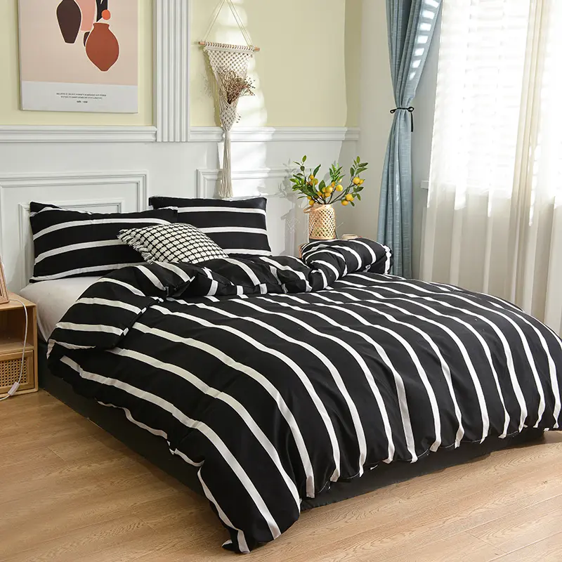 Duvet Cover Bed 150x200 Stripe Style Comforter Cover and Pillowcase Girls Boys Room Bedding King Size Quilt Cover Set ropa cama