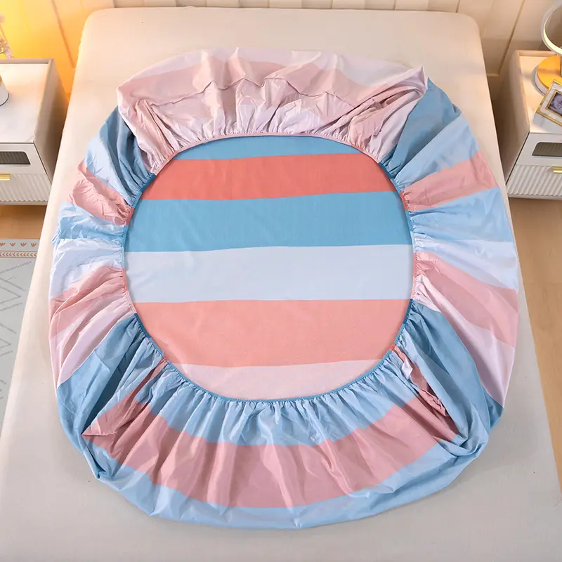 Stripe Style Fitted Sheet Girls Boys Room Bedsheet Home Sheets Single/Queen/King Size Bed Cover sabanas (Pillowcase Need Order)