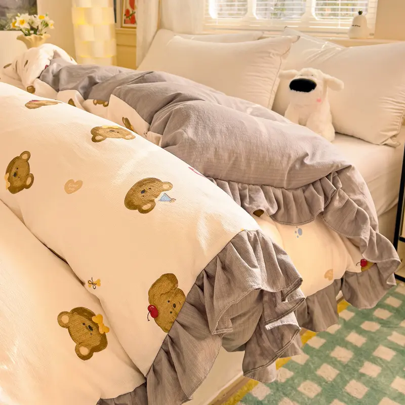 Ruffles Duvet Cover Floral Style Quilt Cover Single/Double Size Comforter Cover Home Bedding Blanket Covers housse de couette