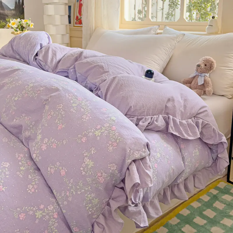Ruffles Duvet Cover Floral Style Quilt Cover Single/Double Size Comforter Cover Home Bedding Blanket Covers housse de couette