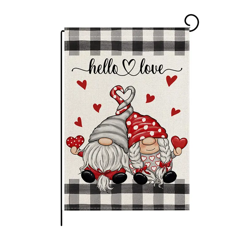 New Valentine's Day garden flag courtyard outdoor holiday decoration flag linen printed bunting Amazon