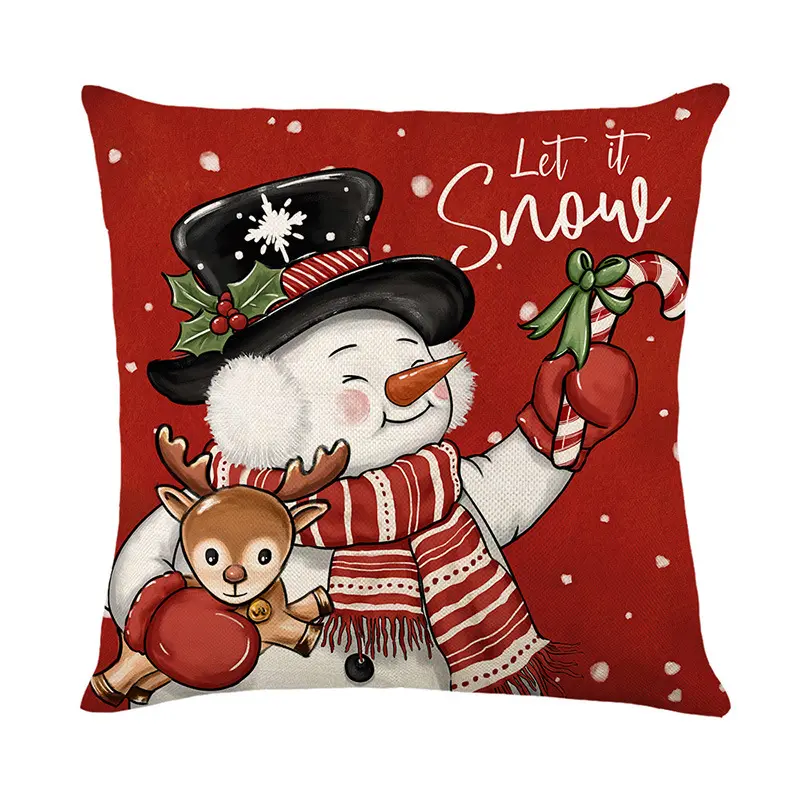 Cross-border Christmas pillow cover Santa Claus linen printed holiday home decoration pillow cover bedroom cushion cover