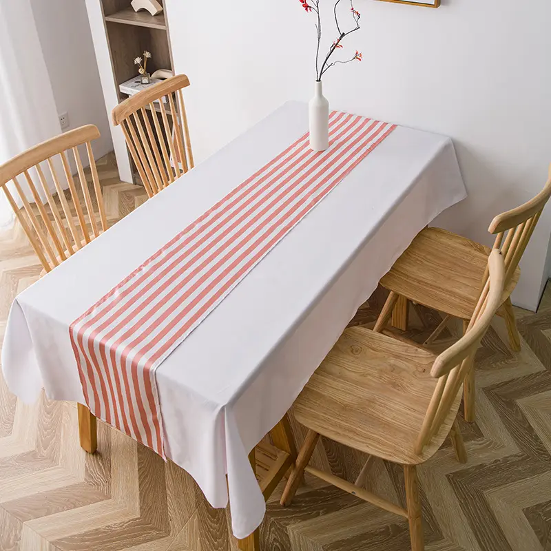 Polyester Elegant Classic Table Decor Machine Washable for Indoor Outdoor Events Striped Table Runner Carnival Tablecloth