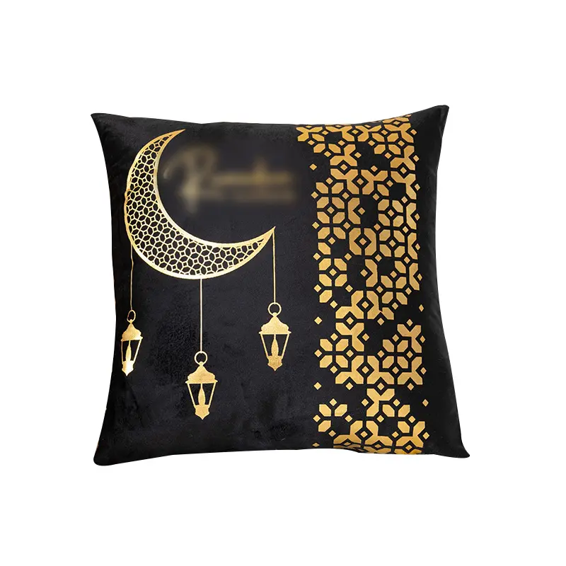 Moon Sun Eye Gold light Chain Embroidery Custom Cushion Cover White Velvet Decor Pillow Cases