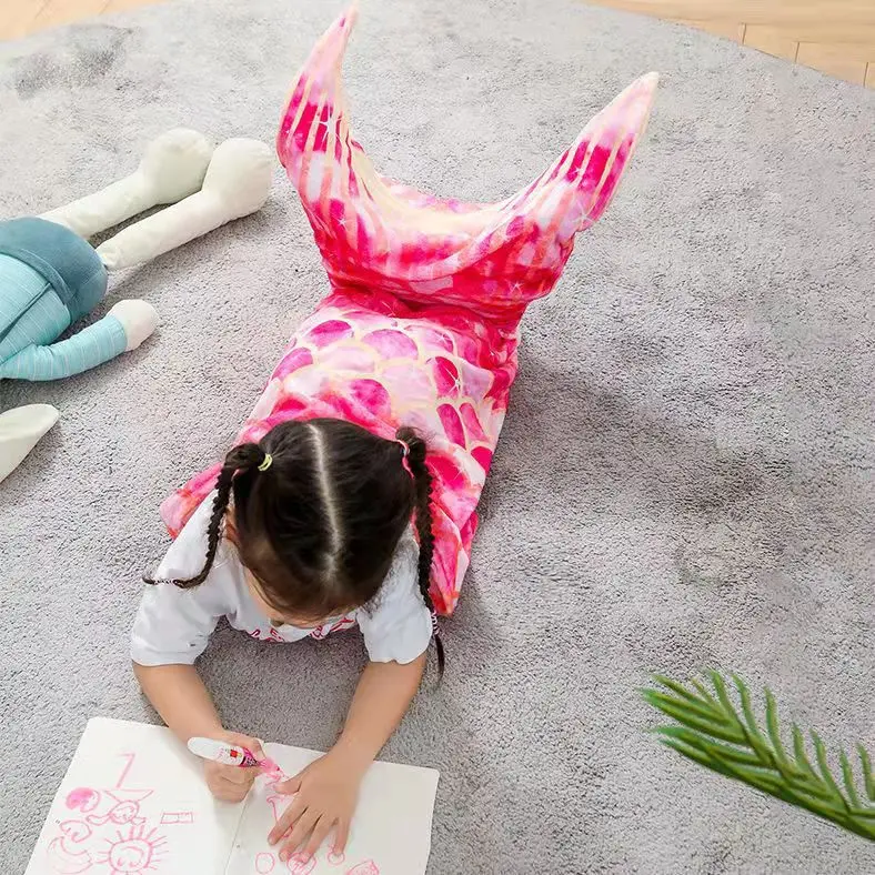 18x44inch 19x54inchs New flannel mermaid blanket sleeping blanket adult children universal mermaid tail blanket sleeping bag