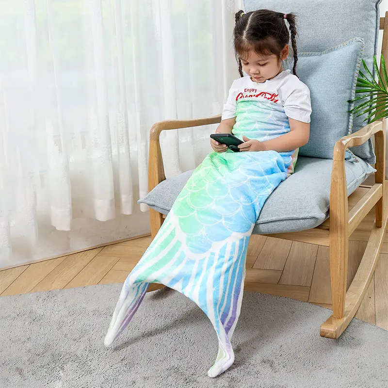 18x44inch 19x54inchs New flannel mermaid blanket sleeping blanket adult children universal mermaid tail blanket sleeping bag