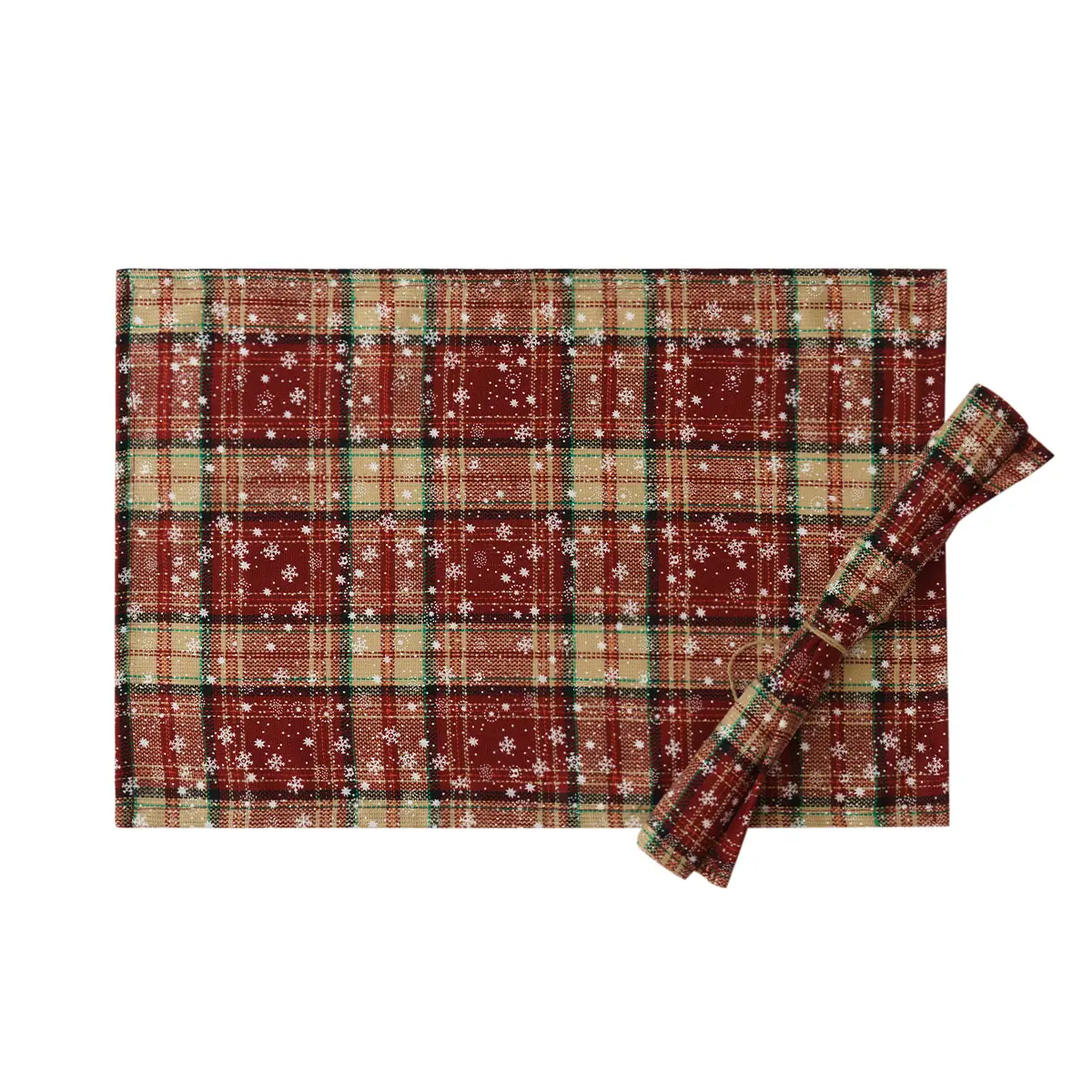 Christmas Table Runner Plaid Table Runner (Red and Beige) 13 x 72 inch Farmhouse Xmas Winter Snowflake Table Lines Runner
