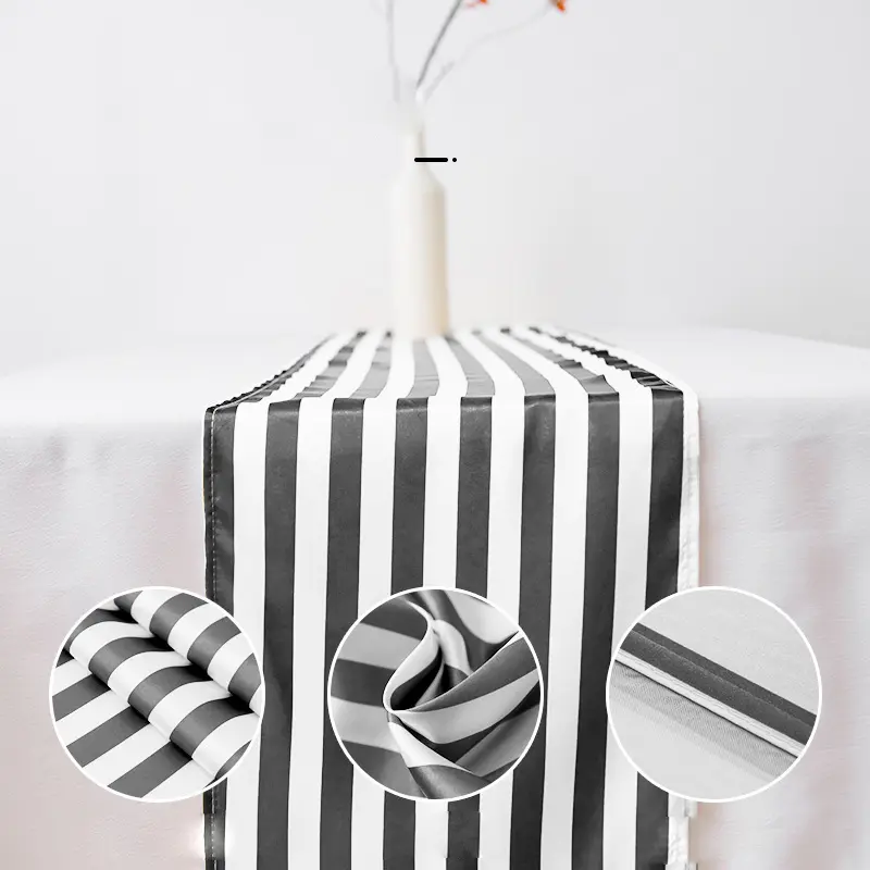 30x180cm Striped Table Runner Polyester Black and White Classic Elegant Table Decor for Birthday Wedding Party Decor