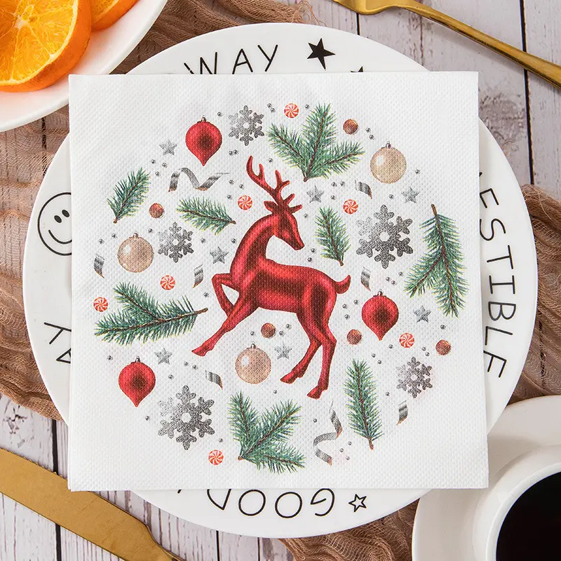 200pcs Christmas Gold Snowflake Paper Napkins Winter Party Disposable Dinner Paper Napkins for Birthday Party Wonderland