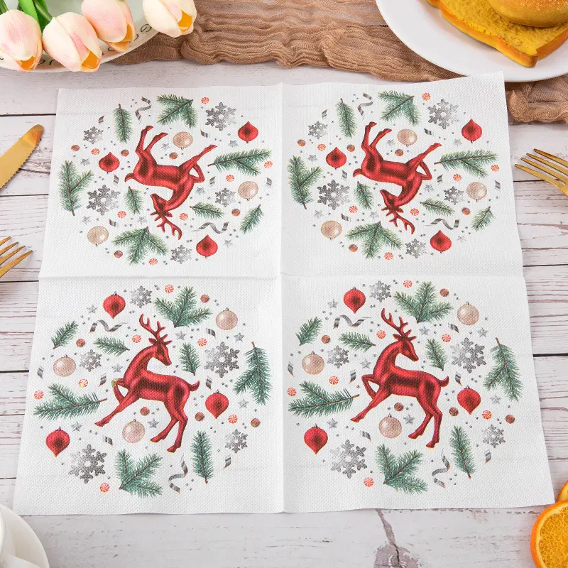 200pcs Christmas Gold Snowflake Paper Napkins Winter Party Disposable Dinner Paper Napkins for Birthday Party Wonderland