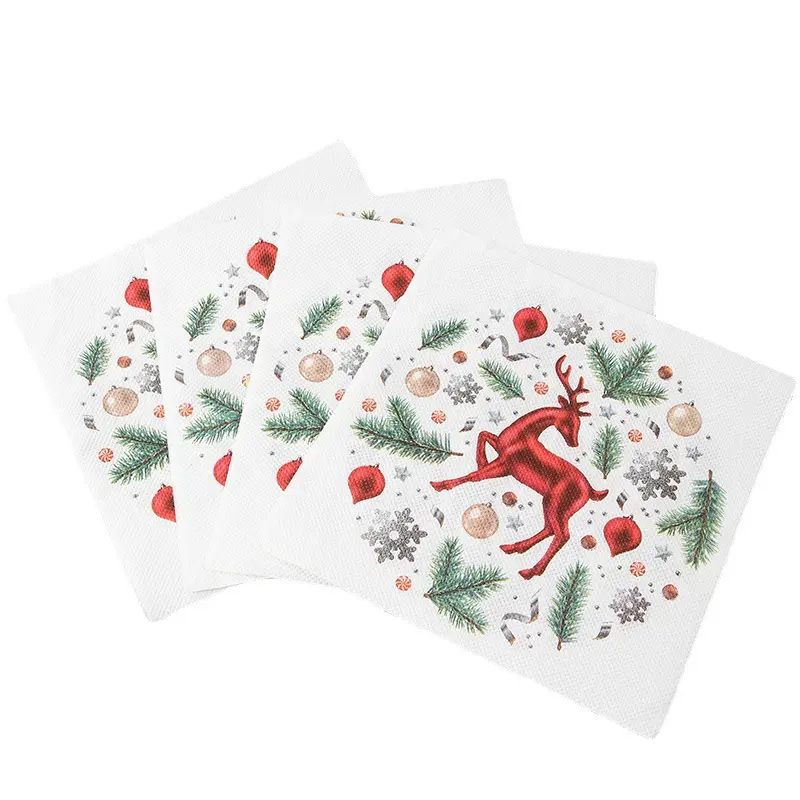 200pcs Christmas Gold Snowflake Paper Napkins Winter Party Disposable Dinner Paper Napkins for Birthday Party Wonderland