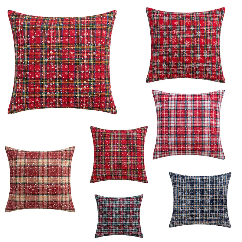 Christmas 18x18 20x20 Throw Pillow Covers, Decorative Outdoor Farmhouse Buffalo Plaid Plad Pillow Shams Cases Slipcovers Cover