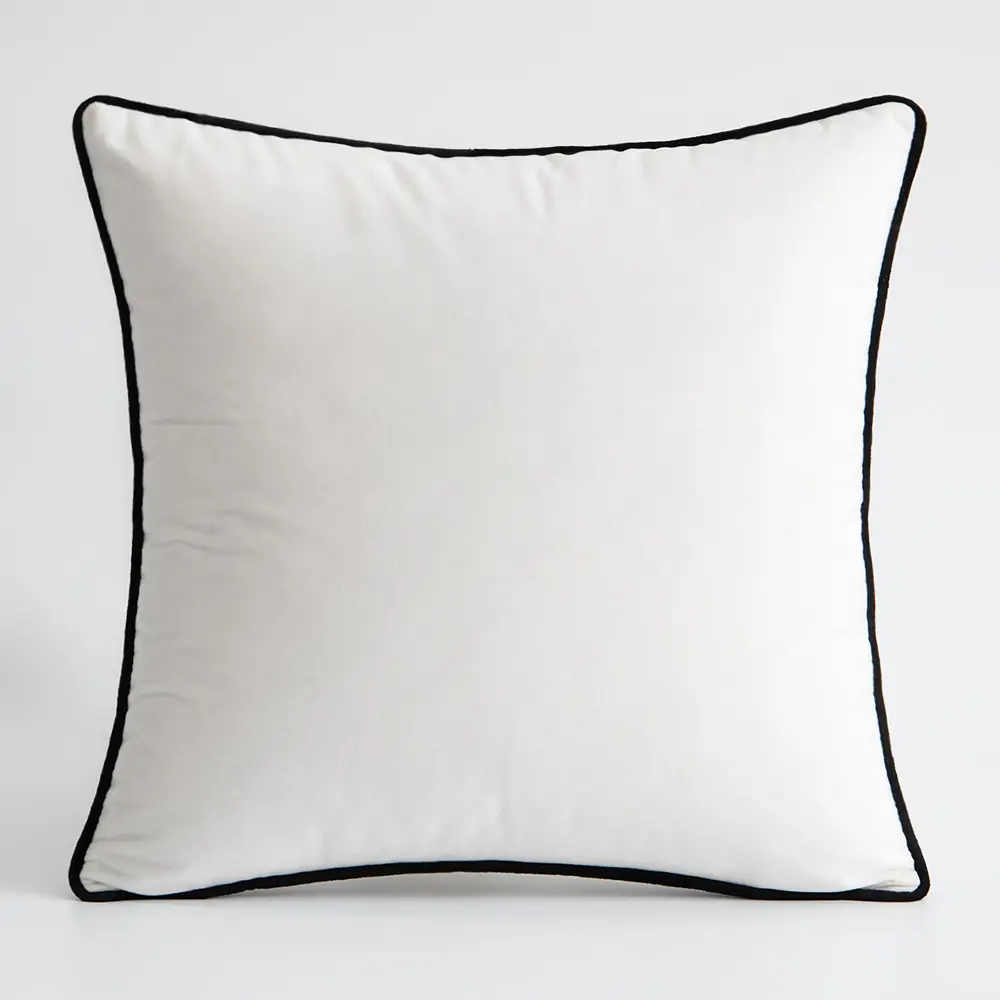Black white edge and white black edge velvet rolling rope wrapped pillow cover polyester solid color soft and comfortable covers