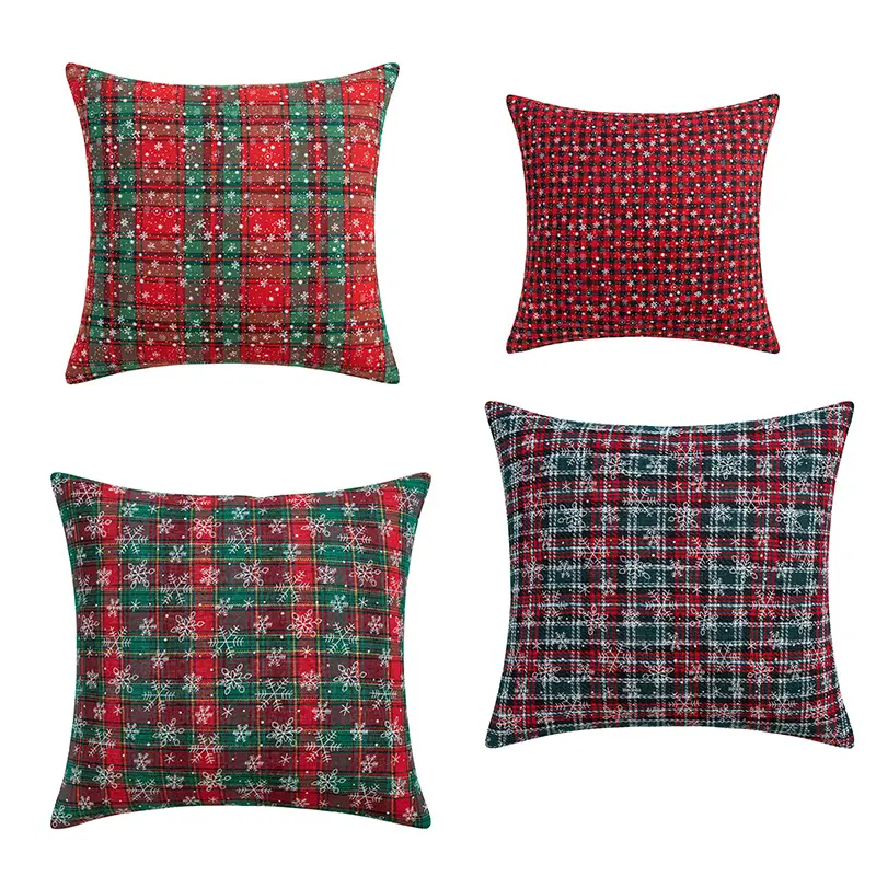 Christmas 18x18 20x20 Throw Pillow Covers, Decorative Outdoor Farmhouse Buffalo Plaid Plad Pillow Shams Cases Slipcovers Cover