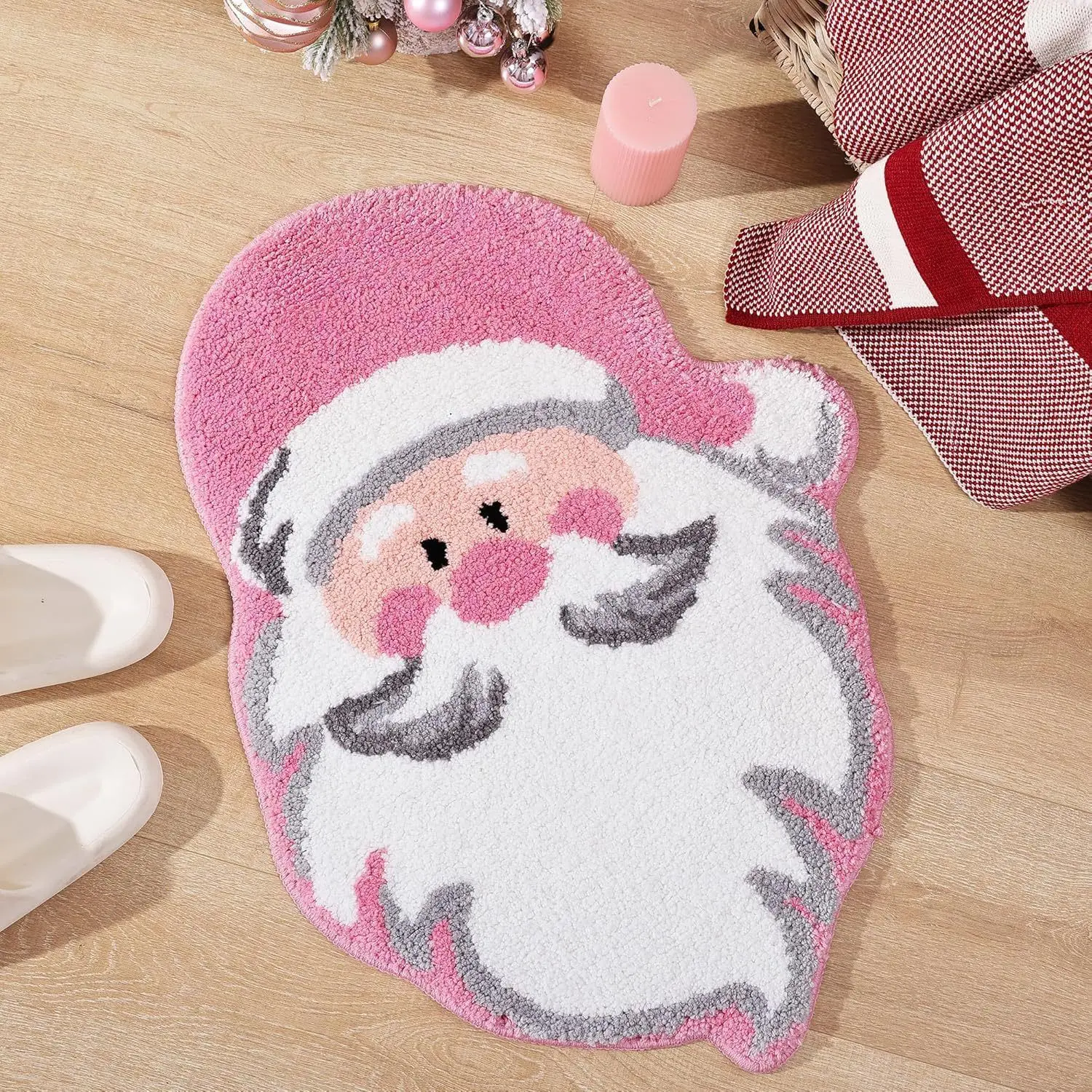 Christmas Tree Bathroom Rugs for Living Room Green Rug Absorbent Washable Bath Mat Shower Non-Slip Soft Thick Durable Bathtub