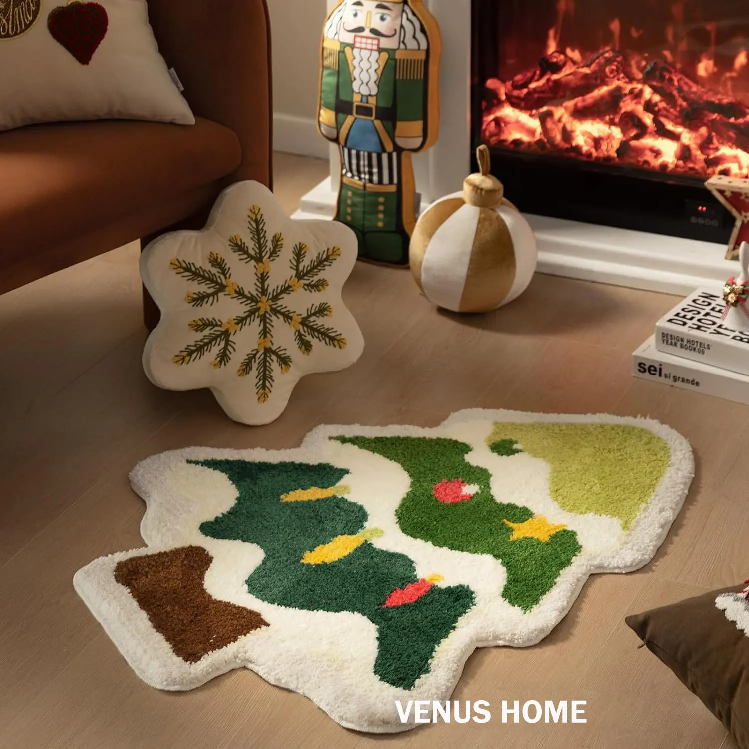Santa Claus Bathroom Rugs for Living Room Red Christmas Rug Absorbent Washable BathMat Shower Non-Slip Soft Thick Bathtub Carpet