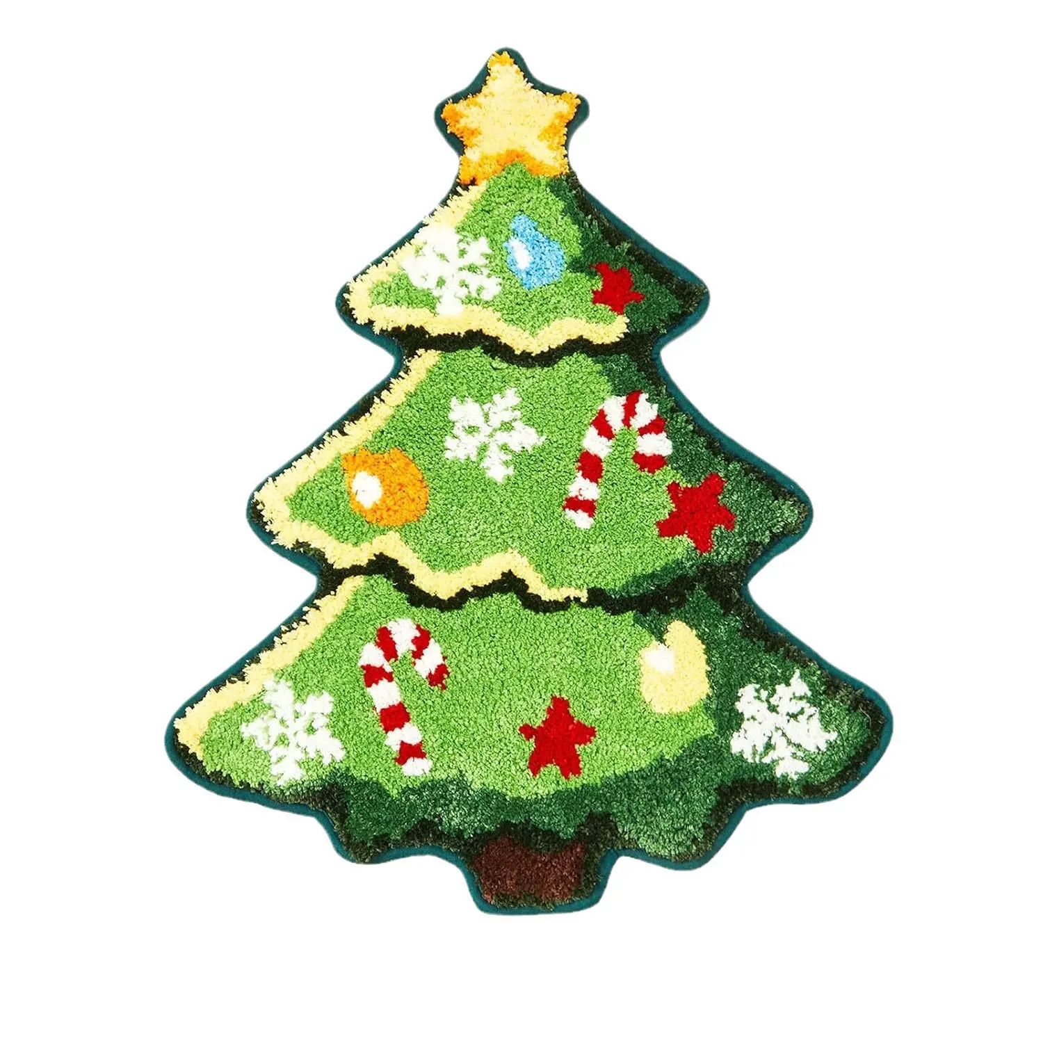 Christmas Tree Bathroom Rugs for Living Room Green Rug Absorbent Washable Bath Mat Shower Non-Slip Soft Thick Durable Bathtub