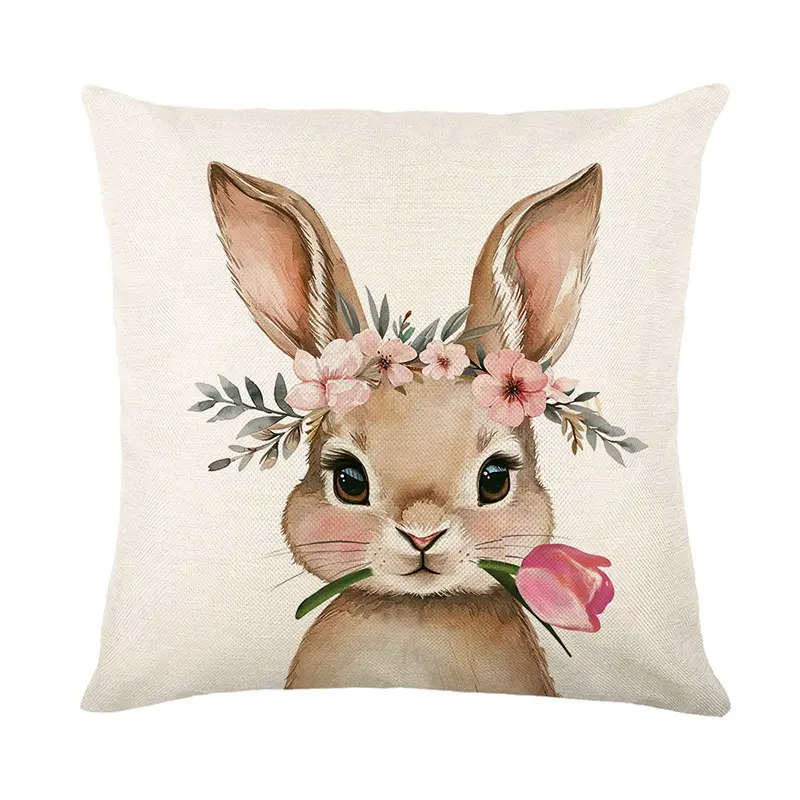 Easter Pillow Covers 18x18 Decorative Easter Pillow Covers Bunny Eggs Spring Decorations for Living Room Sofa Couch Bed Buffalo