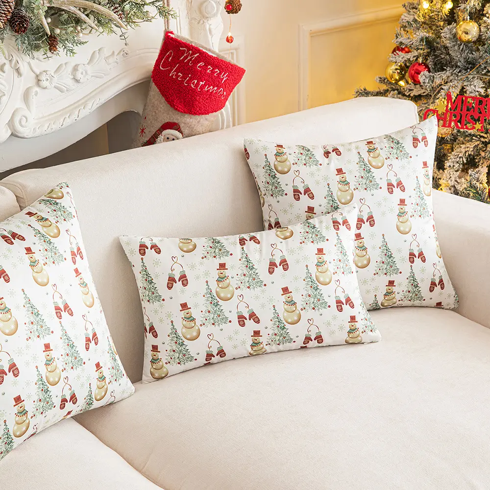 Christmas printed waterproof pillow cover party atmosphere decoration living room sofa cushion cover cross-border pillowcover