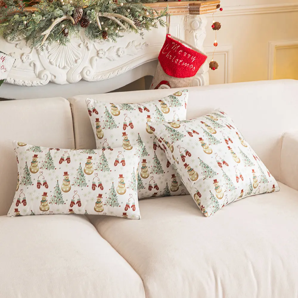 Christmas printed waterproof pillow cover party atmosphere decoration living room sofa cushion cover cross-border pillowcover