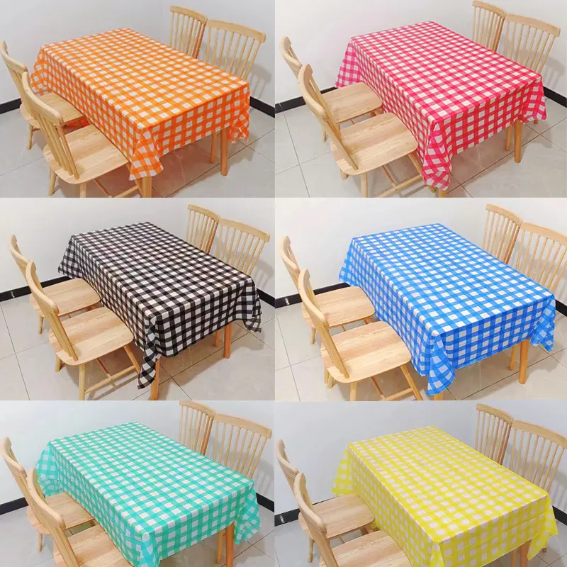 10Pcs Disposable Black White Stripe Plastic Tablecloth, 108 Inch x 54 Inch Ractangle Tablecover for Party, Dance and Picnic