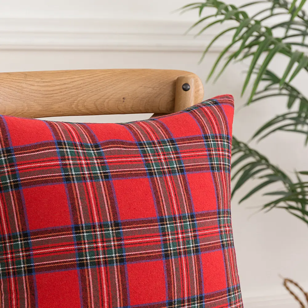 Christmas Decor Red Plaids Pillow Covers Check Throw Pillowcase Tartan Cuhion Cover Case for Couch Sofa Home Decoration