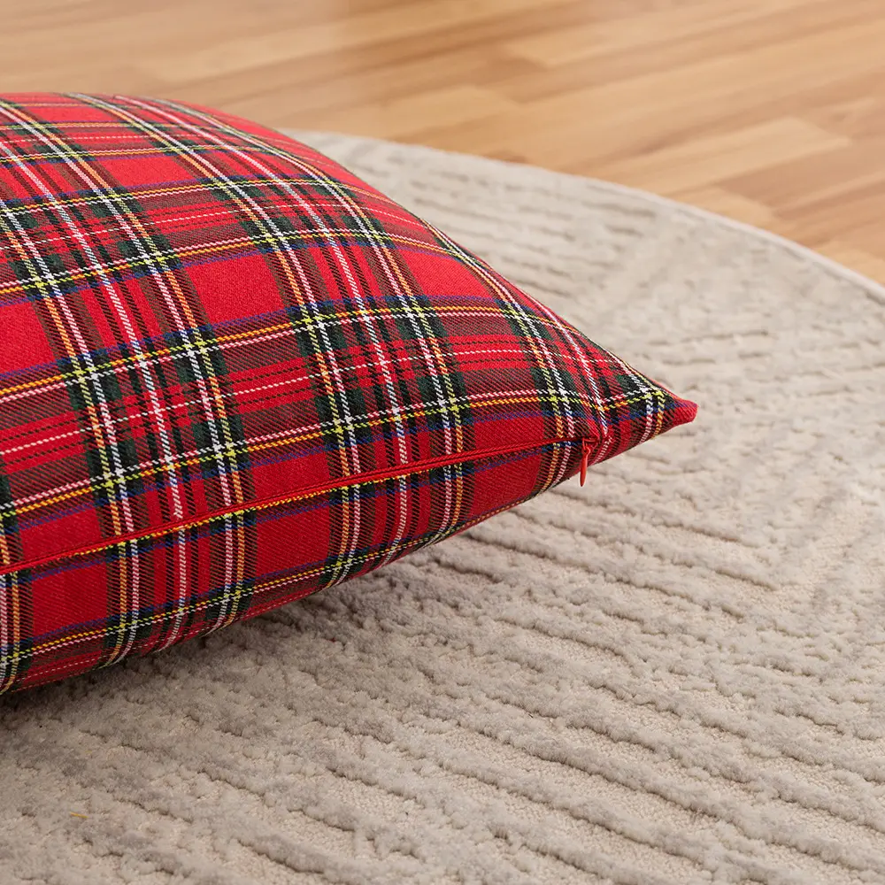 Christmas Decor Red Plaids Pillow Covers Check Throw Pillowcase Tartan Cuhion Cover Case for Couch Sofa Home Decoration