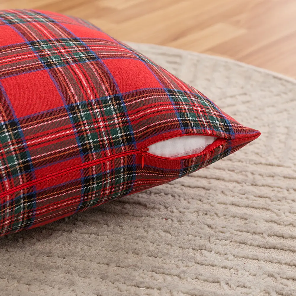 Christmas Decor Red Plaids Pillow Covers Check Throw Pillowcase Tartan Cuhion Cover Case for Couch Sofa Home Decoration