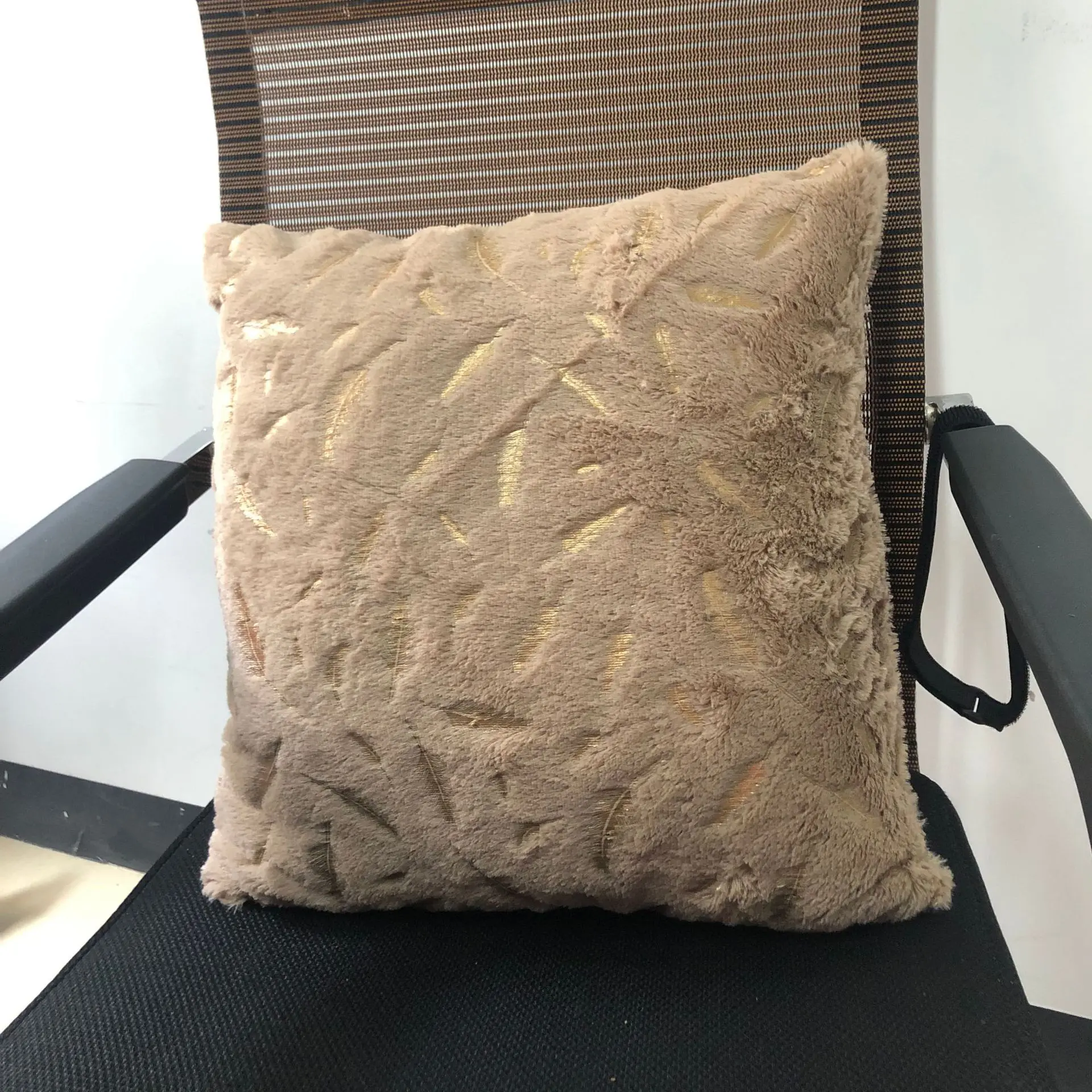 Gold Stamping Cushion Cover 45x45cm Soft Plush Feather Faux Fur Throw Pillow Cases Fluffy Velvet Shaggy Pillow Cover