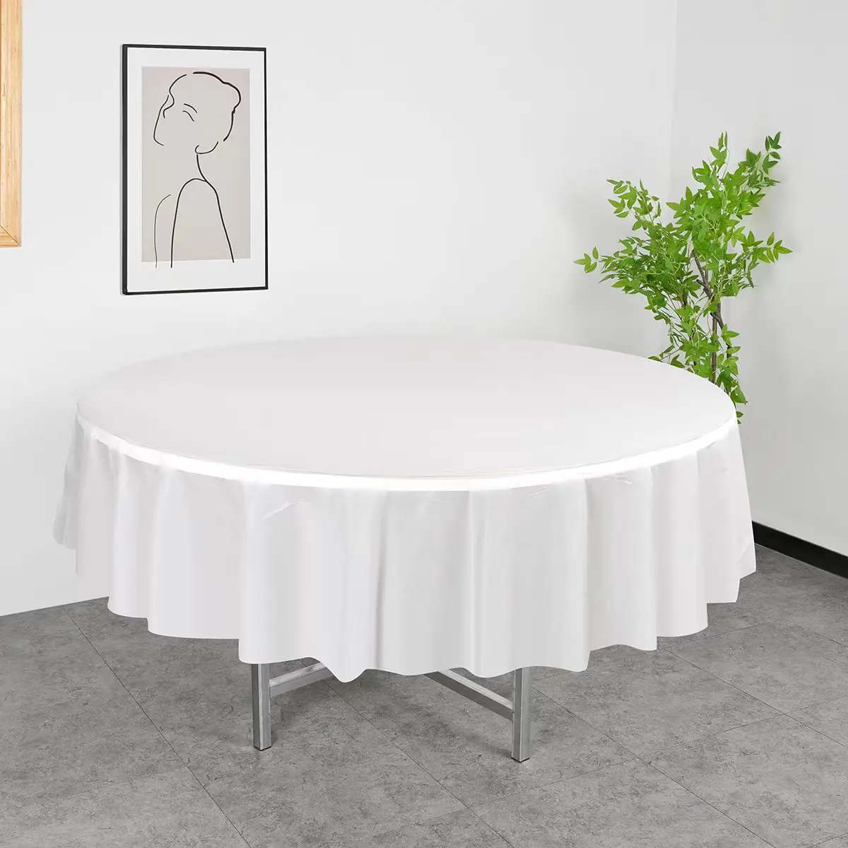 Checkered Round Tablecloth 83Inch Waterproof Stain and Wrinkle Resistant Washable Fabric Table Cloth for Dining Room Party Outdo