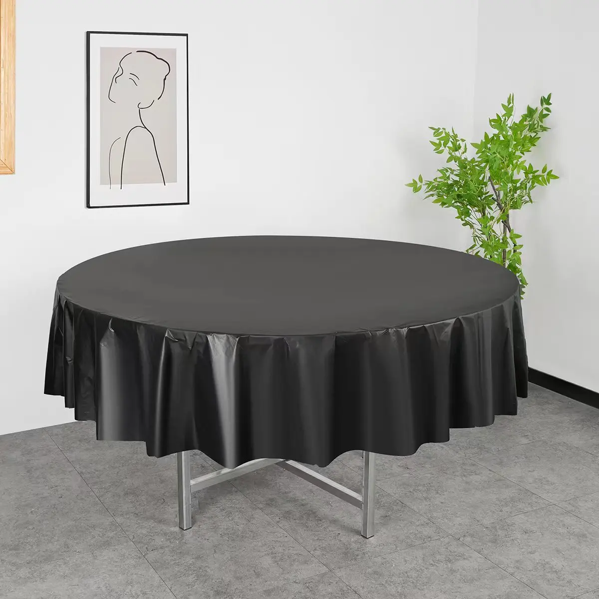 Checkered Round Tablecloth 83Inch Waterproof Stain and Wrinkle Resistant Washable Fabric Table Cloth for Dining Room Party Outdo