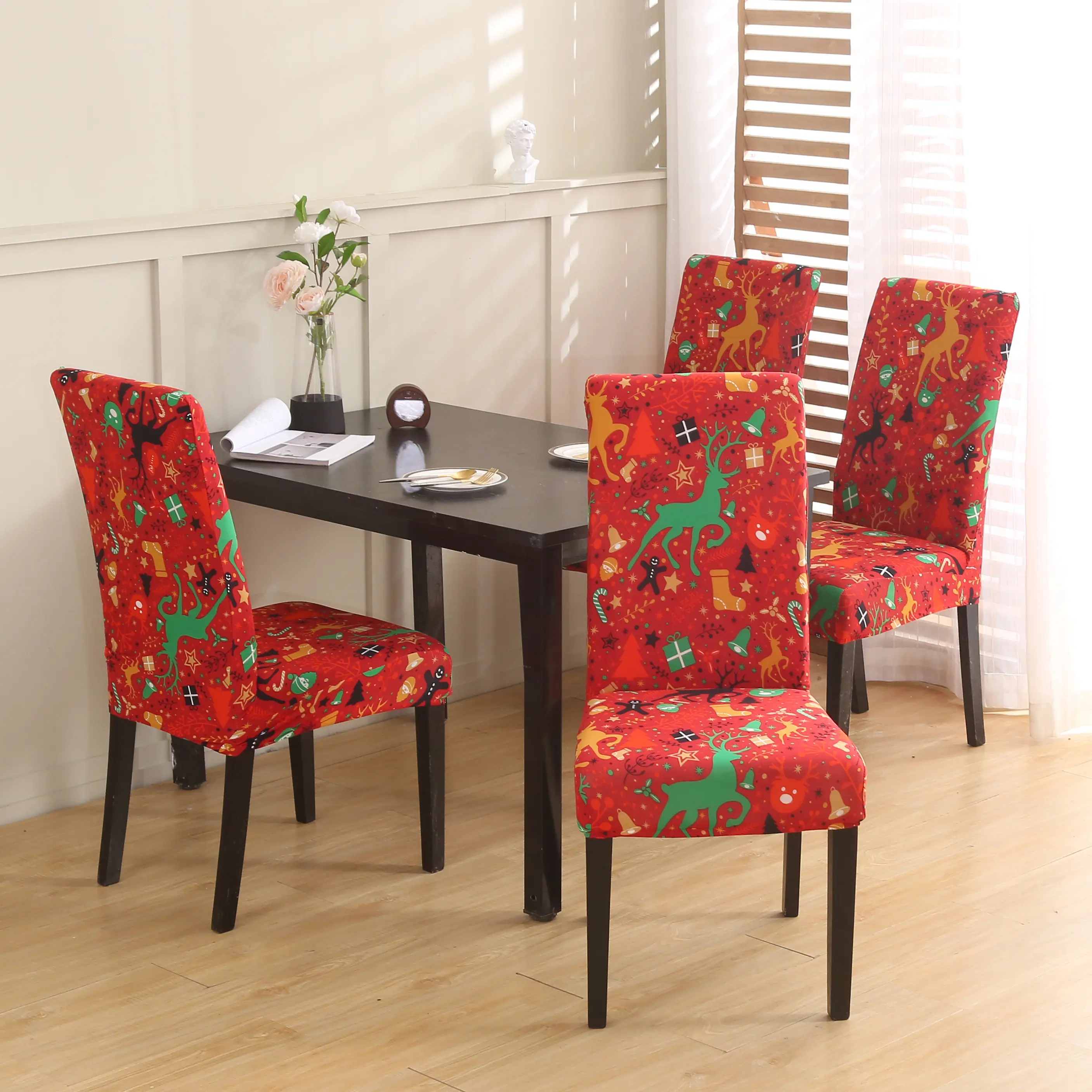 High Quality Factory Direct Sales Design Dining Kitchen Chair Covers Christmas Chair Cover