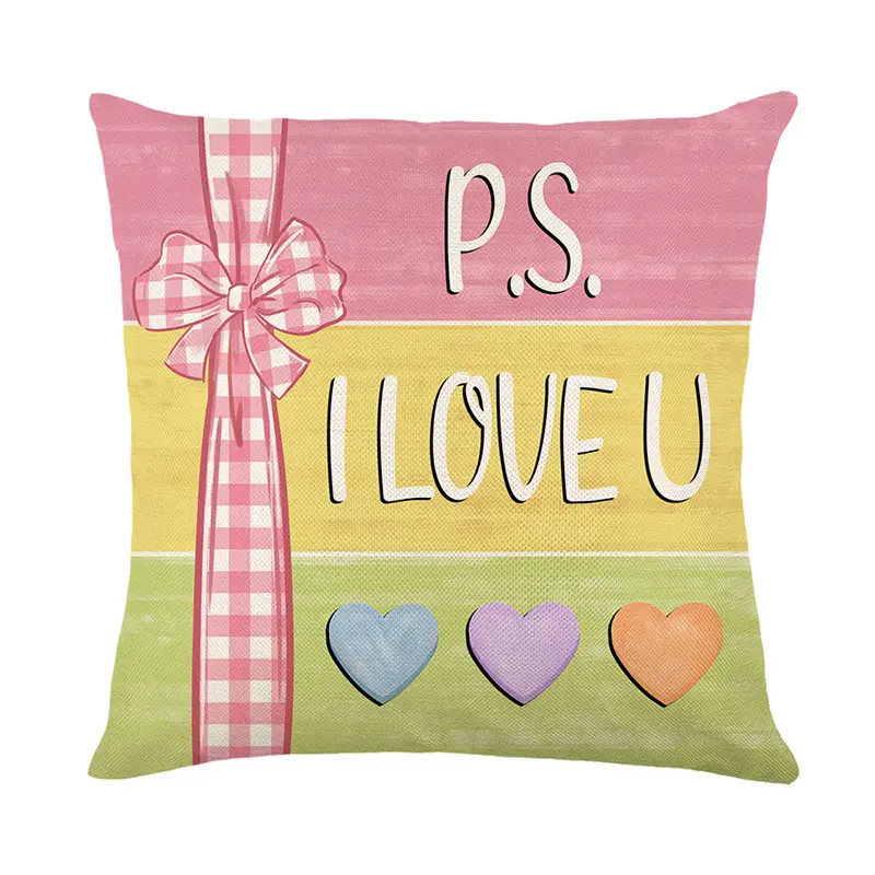 Happy Valentines Day Pillow Covers 18x18 Pink Love Heart Kisses Hugs Throw Pillow Covers Velvet Wedding Anniversary Cushion Cove
